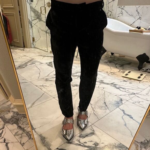 Filles a Papa | M | velvet Black Skinny Pants with Tapered Ankle - Picture 1 of 16